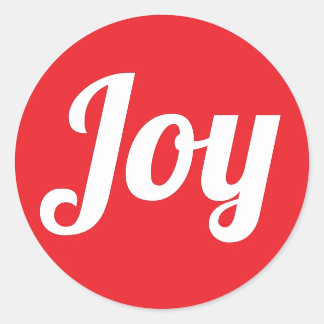 Sticker Rond Joy Rouge Brossé Script Simple Vacances modernes (Devant)