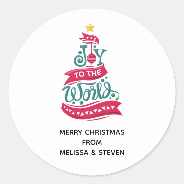 Sticker Rond Joy to the World Christmas Citation Typographie (Devant)