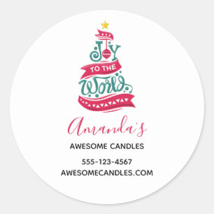 Sticker Rond Joy to the World Christmas Typography Business