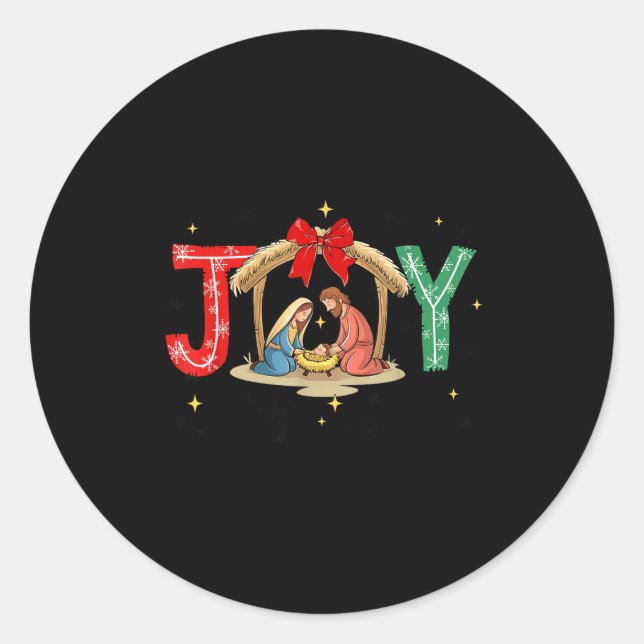 Sticker Rond Joy To The World Jesus Christian Nativity Scence C (Devant)