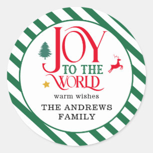Sticker Rond "Joy to the world" Star de l'arbre aux cerfs