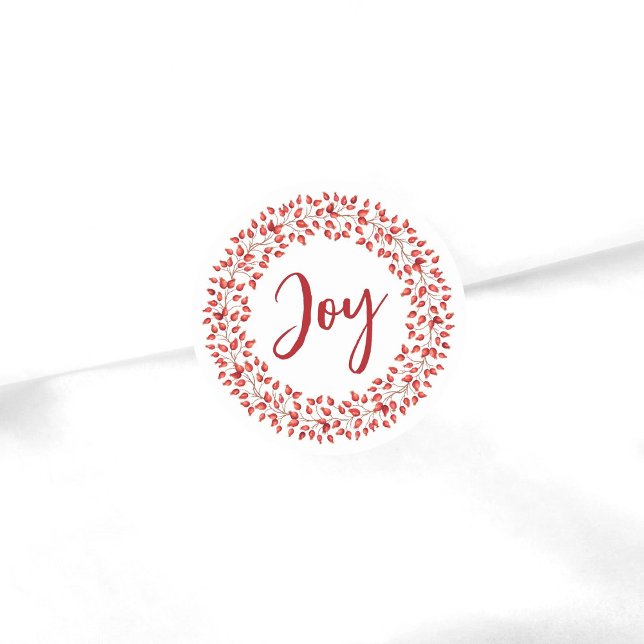Sticker Rond Joy Watercolor Rosehips Wreath. Noël (Créateur téléchargé)