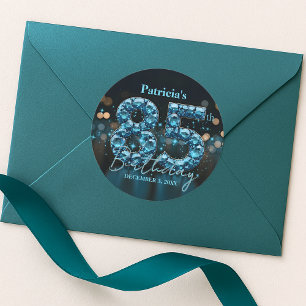 Sticker Rond Joyaux Turquoises et noirs 85e anniversaire
