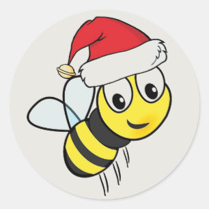 Sticker Rond Joyeuse abeille de Noël