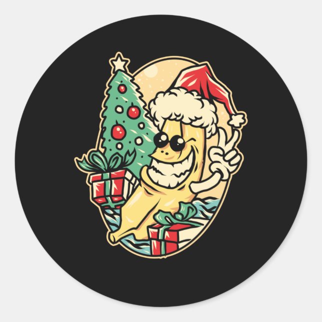 Sticker Rond Joyeuse banane de Noël (Devant)