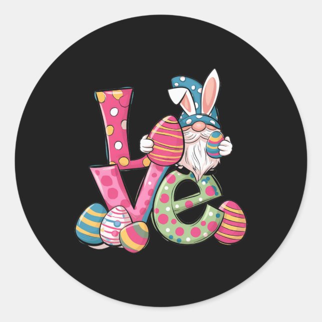 Sticker Rond Joyeuse Chemise de Pâques Gnome Fête de Pâques Aim (Devant)