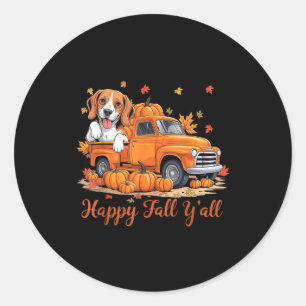 Sticker Rond Joyeuse Chute À Tous Beagle Chien Camion Citrouill