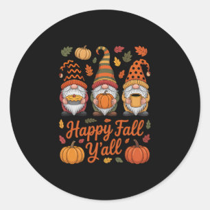 Sticker Rond Joyeuse Chute à Tous Gnome Citrouille Automne Acti