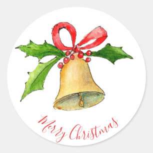 Sticker Rond Joyeuse cloche de Noël et sainte illustration