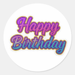 Sticker Rond Joyeuse conception de typographie d'anniversaire e