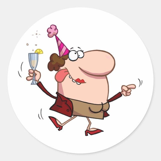 Sticker Rond Joyeuse dame de Noël au Jour de l'An (Devant)