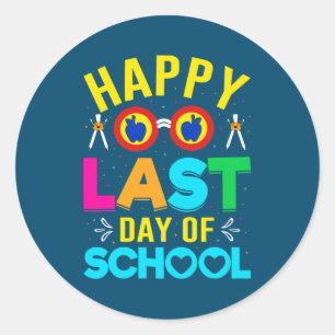 Sticker Rond Joyeuse Dernière Journée D'Enseignants Enfants De