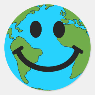 Sticker Rond Joyeuse face de la Terre