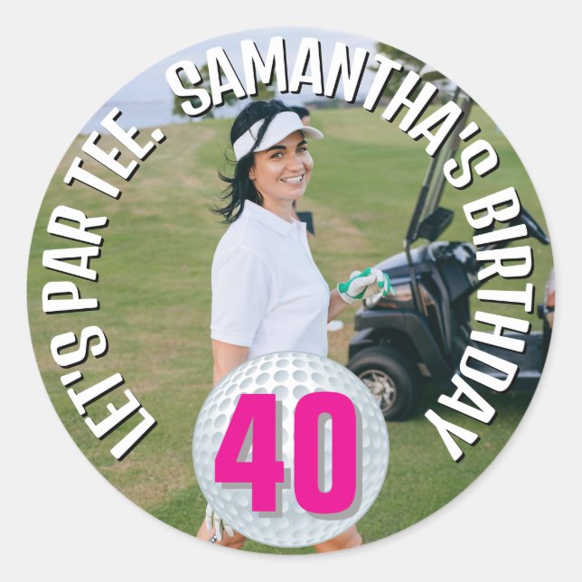 Sticker Rond Joyeuse femme photo d'anniversaire (Devant)