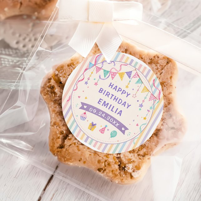 Sticker Rond Joyeuse Fête d'Anniversaire (Créateur téléchargé)