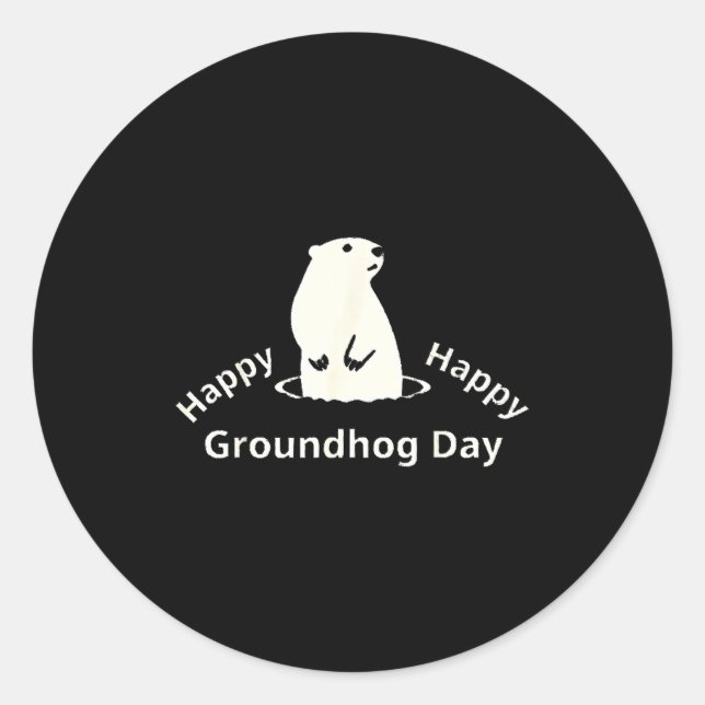 Sticker Rond Joyeuse fête de la marmotte  (Devant)