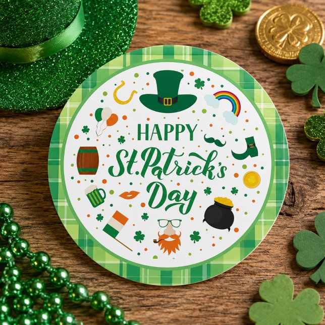 Sticker Rond Joyeuse fête de la Saint-Patrick (Happy St. Patrick's Day Party Classic Round Sticker)