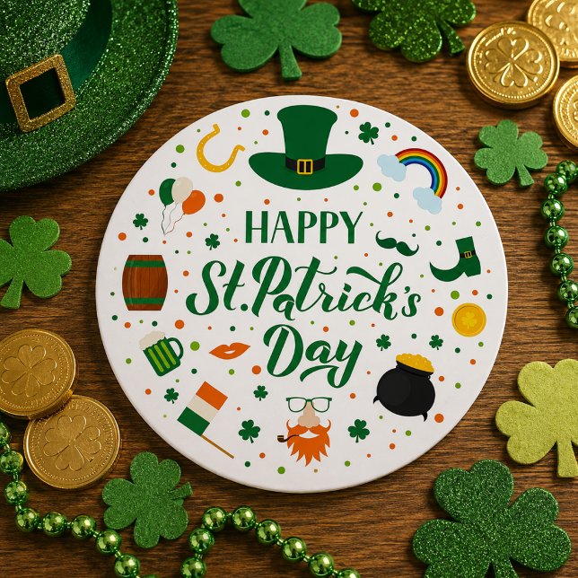 Sticker Rond Joyeuse fête de la Saint-Patrick (Happy St. Patrick's Day Party Classic Round Sticker)