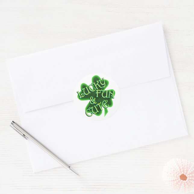 Sticker Rond Joyeuse Fête de la Saint-Patrick Mignonne (Enveloppe)