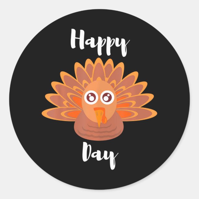 Sticker Rond Joyeuse fête de la Turquie Thanksgiving pour & Adu (Devant)