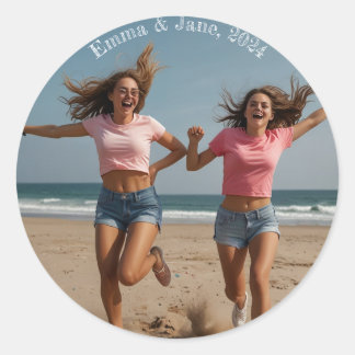 Sticker Rond Joyeuse fête de l'amitié Photo Besties