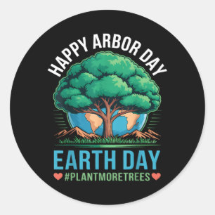 Sticker Rond Joyeuse Fête de l'Arbre Jour de la Terre Plantez P