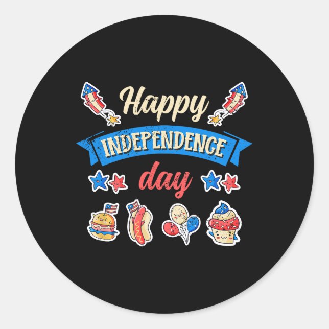 Sticker Rond Joyeuse fête de l'indépendance - 4 juillet de l'in (Devant)