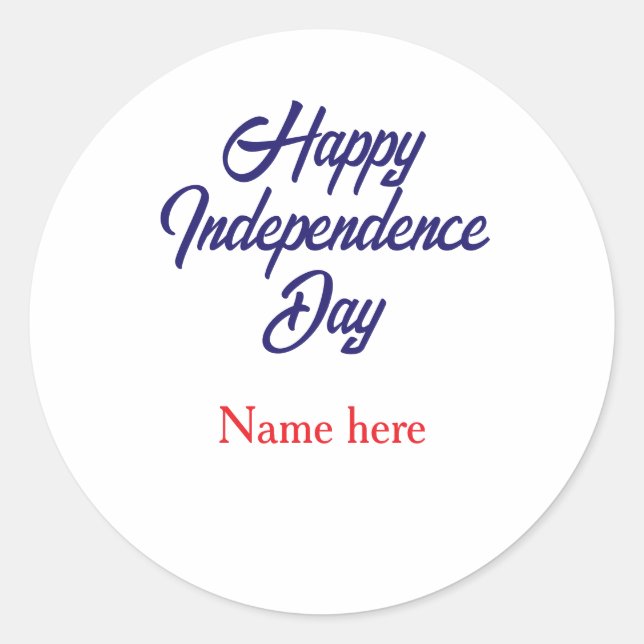 Sticker Rond joyeuse fête de l'indépendance nom bleu rouge amér (Devant)