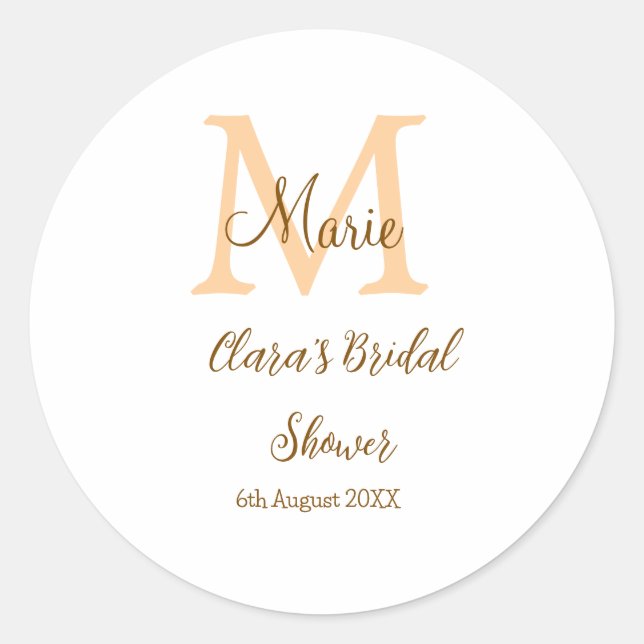 Sticker Rond Joyeuse fête de mariage à monogramme orange ajoute (Devant)