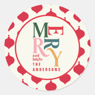 Sticker Rond Joyeuse fête de Noël vintage rouge joyeuse