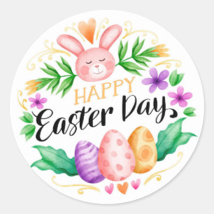 Sticker Rond Joyeuse fête de Pâques  