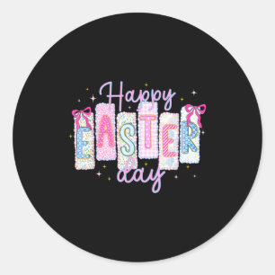 Sticker Rond Joyeuse fête de Pâques Lapin drôle Amoureux de lap