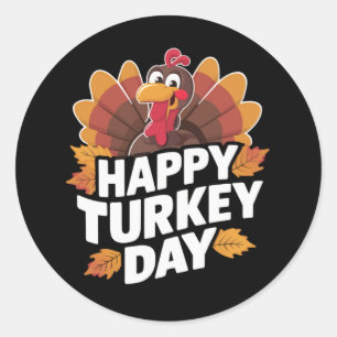 Sticker Rond Joyeuse fête de Thanksgiving Day Cadeau de vacance