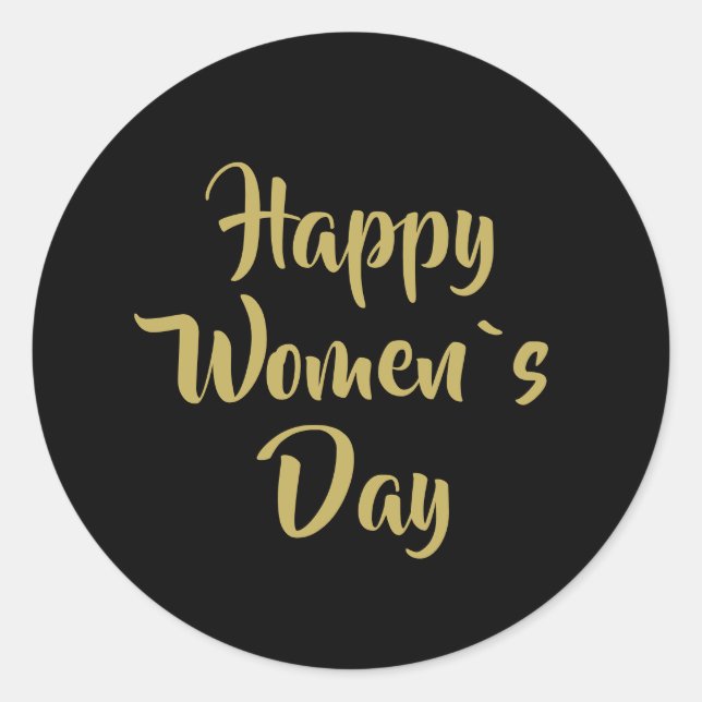 Sticker Rond Joyeuse Fête des Femmes Or Noir (Devant)