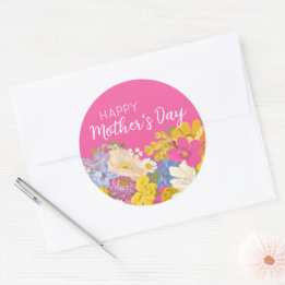 Sticker Rond Joyeuse Fête des mères florales