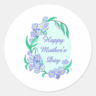 Sticker Rond Joyeuse fête des mères frontière florale - Personn