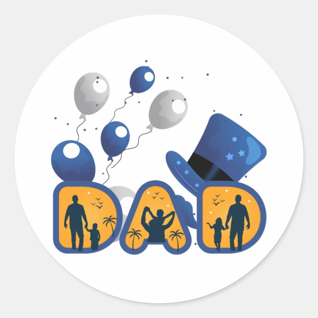 Sticker Rond Joyeuse fête des pères.  (Devant)