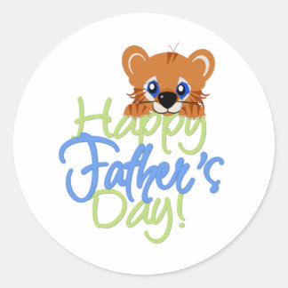 Sticker Rond Joyeuse fête des Pères bébé Tigre