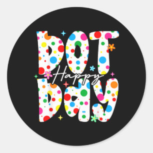 Sticker Rond Joyeuse Fête des Points Colorée Fille aux Points G