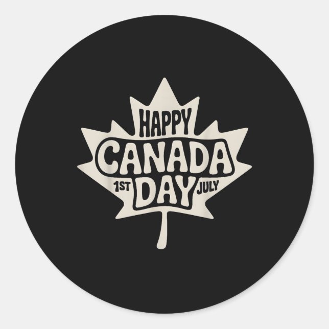 Sticker Rond Joyeuse fête du Canada 2025 Érable à drapeau canad (Devant)