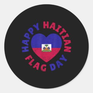 Sticker Rond Joyeuse Fête du Drapeau Haïtien Cool Drapeau Haïte