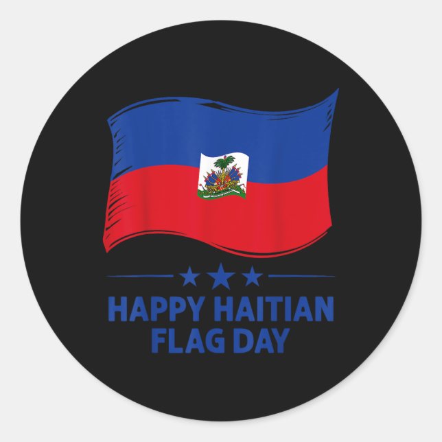 Sticker Rond Joyeuse Fête du Drapeau Haïtien Cool Drapeau Haïti (Devant)