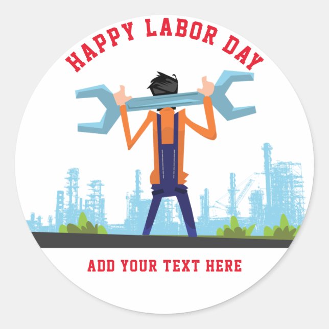 Sticker Rond Joyeuse fête du Travail  (Devant)