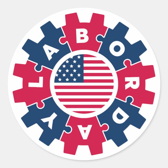 Sticker Rond Joyeuse fête du Travail amusante (Devant)