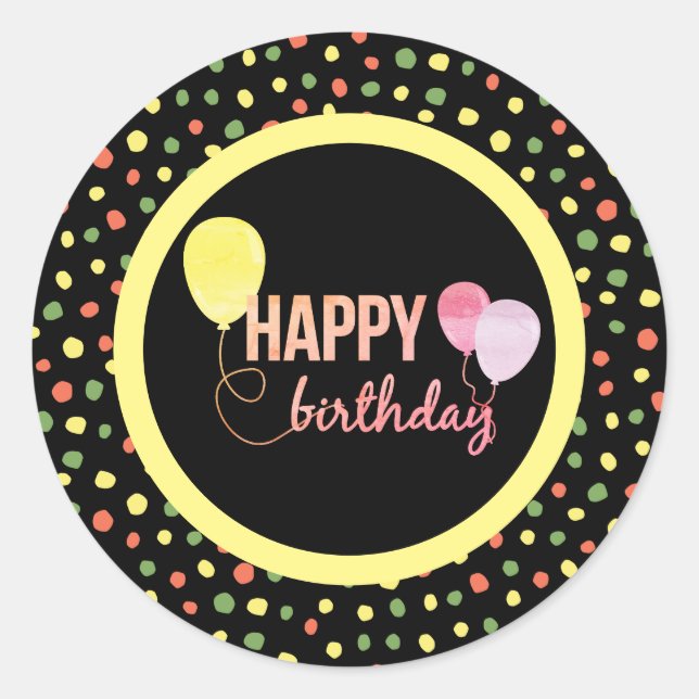 Sticker Rond Joyeuse fille d'anniversaire (Devant)