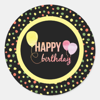 Sticker Rond Joyeuse fille d'anniversaire