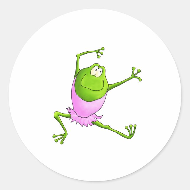 Sticker Rond Joyeuse grenouille à Ballet bondissante (Devant)