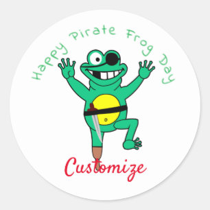 Sticker Rond Joyeuse grenouille pirate Jour Thunder_Cove