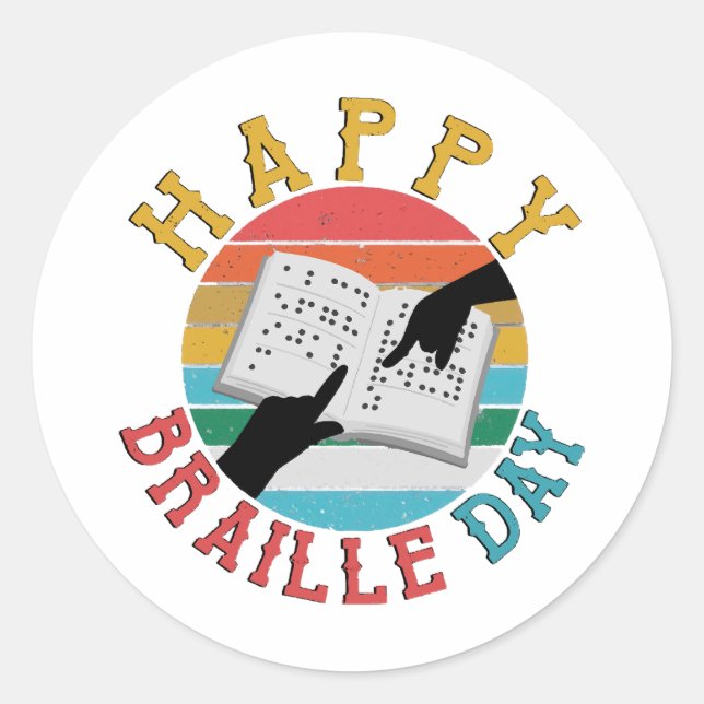 Sticker Rond Joyeuse journée Braille (Devant)