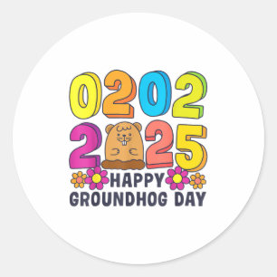 Sticker Rond Joyeuse journée de la marmotte 2 février 2025 Homm